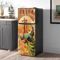 Self Adhesive Fridge Sticker Single/Double Door Full Size (160x60) Cm Fridge Stickers | Refrigerator Wall Stickers for Kitchen Decoration | Sticker for Fridge Door (ChinesePeacock)-thumb3