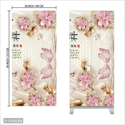 Self Adhesive Almirah Stickers, Wall Stickers, Decorative Sticker Wallpaper for Home Wardrobe Doors (ChinaFlowerAlmira) PVC Vinyl Size Large (39 x 84 Inch)-thumb2