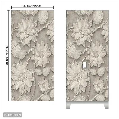 Self Adhesive Almirah Stickers, Wall Stickers, Decorative Sticker Wallpaper for Home Wardrobe Doors (RetroFlowerAlmira) PVC Vinyl Size Large (39 x 84 Inch)-thumb2