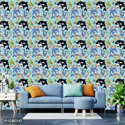 Self Adhesive Wallpapers (AquaAnimals) Wall Stickers Extra Large (300x40cm) for Bedroom | Livingroom | Kitchen | Hall Etc-thumb3