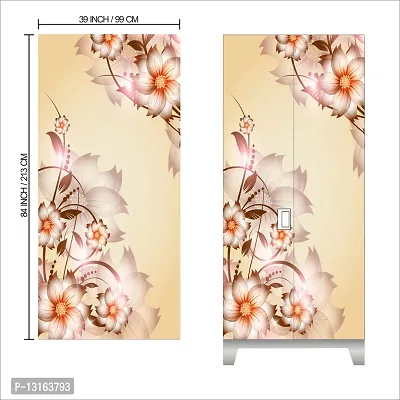 Self Adhesive Almirah Stickers, Wall Stickers, Decorative Sticker Wallpaper for Home Wardrobe Doors (FloralCornerAlmira) PVC Vinyl Size Large (39 x 84 Inch)-thumb2