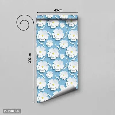 Self Adhesive Wallpapers (WhiteFlower) Wall Stickers Extra Large (300x40cm) for Bedroom | Livingroom | Kitchen | Hall Etc-thumb2