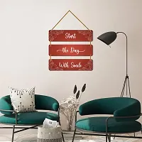 DeCorner Decorative Wooden Printed all Hanger | Wall Decor for Living Room | Wall Hangings for Home Decoration | Bedroom Wall Decor | Wooden Wall Hangings Home.(Start The Day With Smile)-thumb3