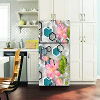 Self Adhesive Fridge Sticker Single/Double Door Full Size (160x60) Cm Fridge Stickers | Refrigerator Wall Stickers for Kitchen Decoration | Sticker for Fridge Door (MultiHexagon)-thumb2