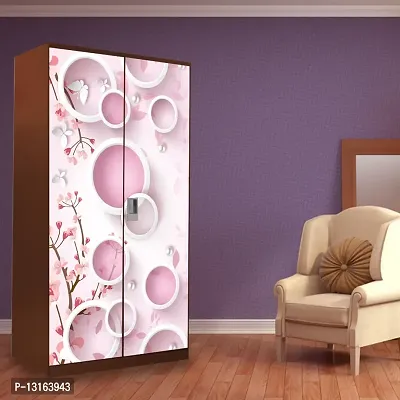 Self Adhesive Almirah Stickers, Wall Stickers, Decorative Sticker Wallpaper for Home Wardrobe Doors (RoundNRoundAlmira) PVC Vinyl Size Large (39 x 84 Inch)-thumb3