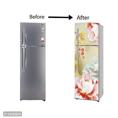 Self Adhesive Fridge Sticker Single/Double Door Full Size (160x60) Cm Fridge Stickers | Refrigerator Wall Stickers for Kitchen Decoration | Sticker for Fridge Door (FlowerIce)-thumb5