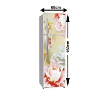 Self Adhesive Fridge Sticker Single/Double Door Full Size (160x60) Cm Fridge Stickers | Refrigerator Wall Stickers for Kitchen Decoration | Sticker for Fridge Door (FlowerIce)-thumb1