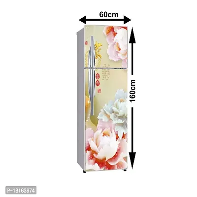 Self Adhesive Fridge Sticker Single/Double Door Full Size (160x60) Cm Fridge Stickers | Refrigerator Wall Stickers for Kitchen Decoration | Sticker for Fridge Door (FlowerIce)-thumb2