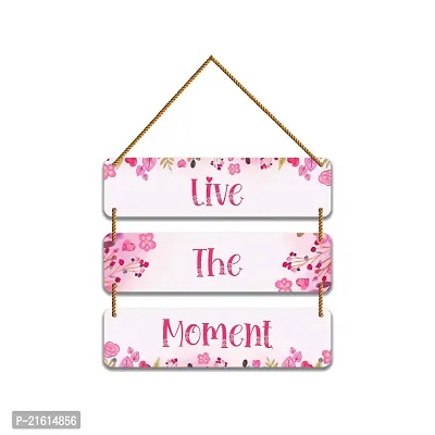 DeCorner Decorative Wooden Printed all Hanger | Wall Decor for Living Room | Wall Hangings for Home Decoration | Bedroom Wall Decor | Wooden Wall Hangings Home.(Live The Moment)