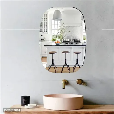 DeCorner -Self Adhesive Plastic Basin Mirror for Wall Stickers (30x20) cm Frameless Flexible Mirror for Bathroom | Bedroom | Living Room ( Basin Mirror) Mirror Wall Decor