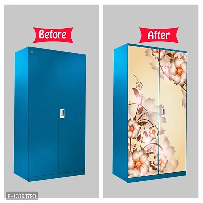 Self Adhesive Almirah Stickers, Wall Stickers, Decorative Sticker Wallpaper for Home Wardrobe Doors (FloralCornerAlmira) PVC Vinyl Size Large (39 x 84 Inch)-thumb5