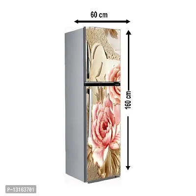 Self Adhesive Fridge Sticker Single/Double Door Full Size (160x60) Cm Fridge Stickers | Refrigerator Wall Stickers for Kitchen Decoration | Sticker for Fridge Door (PinkRose)-thumb2