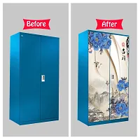 Self Adhesive Almirah Stickers, Wall Stickers, Decorative Sticker Wallpaper for Home Wardrobe Doors (ChiniFlowerAlmira) PVC Vinyl Size Large (39 x 84 Inch)-thumb4