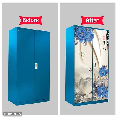 Self Adhesive Almirah Stickers, Wall Stickers, Decorative Sticker Wallpaper for Home Wardrobe Doors (ChiniFlowerAlmira) PVC Vinyl Size Large (39 x 84 Inch)-thumb5