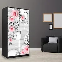 Self Adhesive Almirah Stickers, Wall Stickers, Decorative Sticker Wallpaper for Home Wardrobe Doors (GulabetiAlmira) PVC Vinyl Size Large (39 x 84 Inch)-thumb2