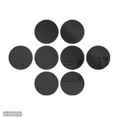 DeCorner Mirror Stickers for Wall | Pack of (8 Circle Black) Size-15cm - 3D Acrylic Decorative Mirror Wall Stickers, Mirror for Livingroom | Home | Almira | Bedroom | Wall | Kitchen | KidsRoom Etc.