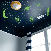 DeCorner Glow in The Dark Vinyl Fluorescent Night Glow Stickers in The Dark Star Space Wall Stickers | Radium Stickers for Bedroom B- Night Glow Radium Sheet (Pack of 134 Stars Big and Small, Green)-thumb2