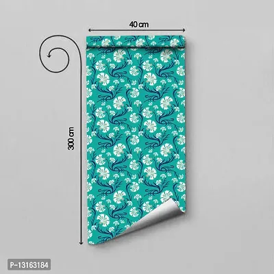 Self Adhesive Wallpapers (AquaGreenFlower) Wall Stickers Extra Large (300x40cm) for Bedroom | Livingroom | Kitchen | Hall Etc-thumb2