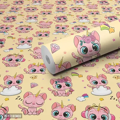 WALLWEAR - Self Adhesive Wallpaper For Walls And Wall Sticker For Home D&eacute;cor (CuteKitty) Extra Large Size (300x40cm) 3D Wall Papers For Bedroom, Livingroom, Kitchen, Hall, Office Etc Decorations