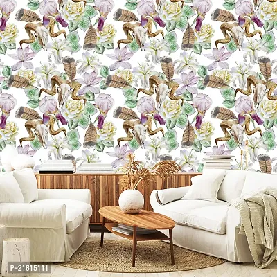 DeCorner - Self Adhesive Wallpaper for Walls (Deer Head Flower) Extra Large Size (300x40) Cm Wall Stickers for Bedroom | Wall Stickers for Living Room | Wall Stickers for Kitchen | Pack of-1-thumb3