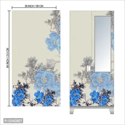 Self Adhesive Almirah Stickers, Wall Stickers, Decorative Sticker Wallpaper for Home Wardrobe Doors (OldAgeFlowerAlmira) PVC Vinyl Size Large (39 x 84 Inch)-thumb2