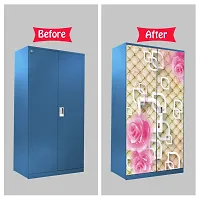 Self Adhesive Almirah Stickers, Wall Stickers, Decorative Sticker Wallpaper for Home Wardrobe Doors (GlitteryRoseAlmira) PVC Vinyl Size Large (39 x 84 Inch)-thumb4