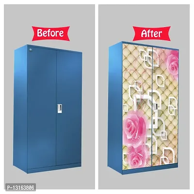 Self Adhesive Almirah Stickers, Wall Stickers, Decorative Sticker Wallpaper for Home Wardrobe Doors (GlitteryRoseAlmira) PVC Vinyl Size Large (39 x 84 Inch)-thumb5