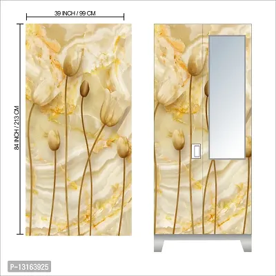 Self Adhesive Almirah Stickers, Wall Stickers, Decorative Sticker Wallpaper for Home Wardrobe Doors (OilFlowerAlmira) PVC Vinyl Size Large (39 x 84 Inch)-thumb2