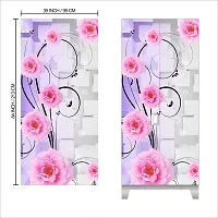 Self Adhesive Almirah Stickers, Wall Stickers, Decorative Sticker Wallpaper for Home Wardrobe Doors (GulabiFoolBoxAlmira) PVC Vinyl Size Large (39 x 84 Inch)-thumb1