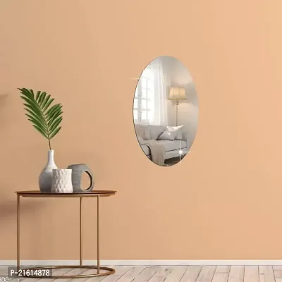 DeCorner Oval Shape Adhesive Mirror Sticker for Wall on Tiles Bathroom Bedroom Living Room Unbreakable Plastic Wall Mirror 30 * 20 cm-thumb3