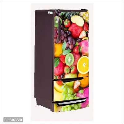 Self Adhesive Fridge Sticker Single/Double Door Full Size (160x60) Cm Fridge Stickers | Refrigerator Wall Stickers for Kitchen Decoration | Sticker for Fridge Door (Fruits)-thumb3