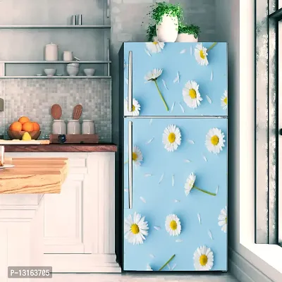 Self Adhesive Fridge Sticker Single/Double Door Full Size (160x60) Cm Fridge Stickers | Refrigerator Wall Stickers for Kitchen Decoration | Sticker for Fridge Door (PolkaFlower)-thumb0