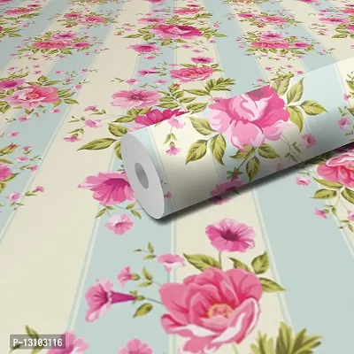 WALLWEAR - Self Adhesive Wallpaper For Walls And Wall Sticker For Home D&eacute;cor (FlowerWithStrip) Extra Large Size (300x40cm) 3D Wall Papers For Bedroom, Livingroom, Kitchen, Hall, Office Etc Decorations