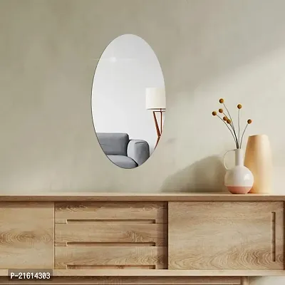 DeCorner -Self Adhesive Plastic Oval Mirror for Wall Stickers (30x20) cm Frameless Flexible Mirror for Bathroom | Bedroom | Living Room (C-OvalMirror) Mirror Wall Decor-thumb0