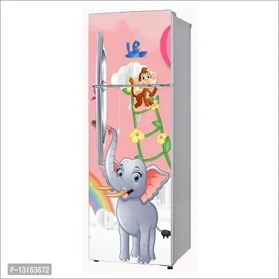 Self Adhesive Fridge Sticker Single/Double Door Full Size (160x60) Cm Fridge Stickers | Refrigerator Wall Stickers for Kitchen Decoration | Sticker for Fridge Door (ElephantRainbow)-thumb4