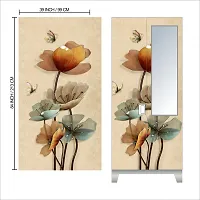 Self Adhesive Almirah Stickers, Wall Stickers, Decorative Sticker Wallpaper for Home Wardrobe Doors (OldButterflyOnFlowerAlmira) PVC Vinyl Size Large (39 x 84 Inch)-thumb1