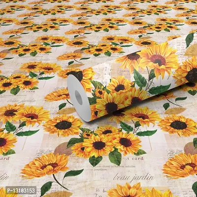 WALLWEAR - Self Adhesive Wallpaper For Walls And Wall Sticker For Home D&eacute;cor (GreetingSunflower) Extra Large Size (300x40cm) 3D Wall Papers For Bedroom, Livingroom, Kitchen, Hall, Office Etc Decorations