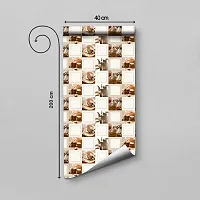 DeCorner-Wallpaper for Kitchen Waterproof | Wallpaper for Kitchen Oil Proof |Kitchen Wallpaper Size (40x200) Cm Decorations Kitchen Self Wallpaper Wall Stickers for Kitchen Wall |Brown Kitchen Tile-thumb2