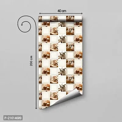 DeCorner-Wallpaper for Kitchen Waterproof | Wallpaper for Kitchen Oil Proof |Kitchen Wallpaper Size (40x200) Cm Decorations Kitchen Self Wallpaper Wall Stickers for Kitchen Wall |Brown Kitchen Tile-thumb3