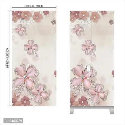 Self Adhesive Almirah Stickers, Wall Stickers, Decorative Sticker Wallpaper for Home Wardrobe Doors (FallingFlowerAlmira) PVC Vinyl Size Large (39 x 84 Inch)-thumb2