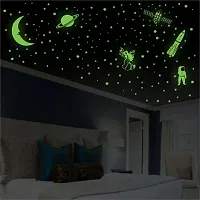 DeCorner Glow In the Dark Vinyl Fluorescent Night Glow Stickers in The Dark Star Space Wall Stickers | Radium Stickers For Bedroom T-Night Glow Radium Sheet (Pack of 134 Stars Big and Small, Green)-thumb3