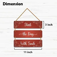 DeCorner Decorative Wooden Printed all Hanger | Wall Decor for Living Room | Wall Hangings for Home Decoration | Bedroom Wall Decor | Wooden Wall Hangings Home.(Start The Day With Smile)-thumb1