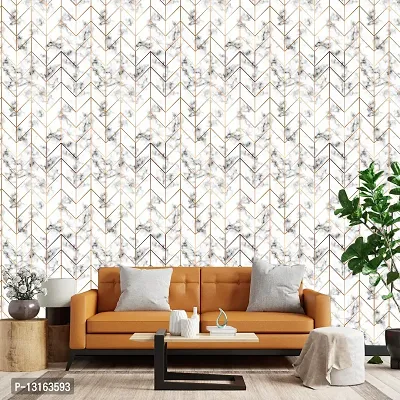 Self Adhesive Wallpapers (WhiteZikZak) Wall Stickers Extra Large (300x40cm) for Bedroom | Livingroom | Kitchen | Hall Etc-thumb4