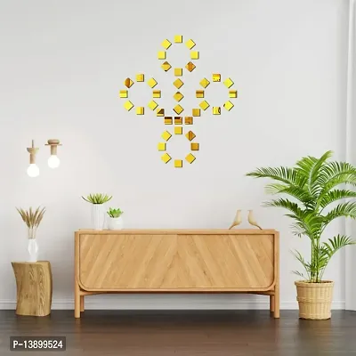 Self Adhesive 40 Square Chips Gold Wall Stickers For Home Decoration