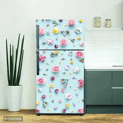 Self Adhesive Fridge Sticker Single/Double Door Full Size (160x60) Cm Fridge Stickers | Refrigerator Wall Stickers for Kitchen Decoration | Sticker for Fridge Door (MultiFlower)