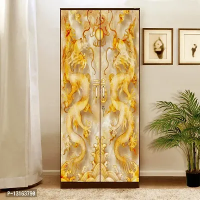 Self Adhesive Almirah Stickers, Wall Stickers, Decorative Sticker Wallpaper for Home Wardrobe Doors (FireDragonAlmira) PVC Vinyl Size Large (39 x 84 Inch)