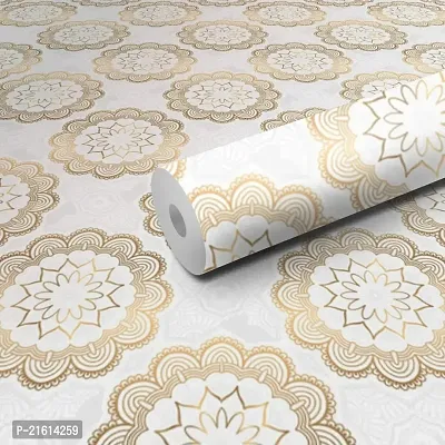 DeCorner - Self Adhesive Wallpaper for Walls (GoldenRangoli) Extra Large Size (300x40) Cm Wall Stickers for Bedroom | Wall Stickers for Living Room | Wall Stickers for Kitchen | Pack of-1