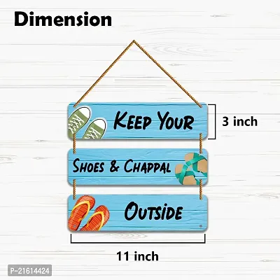 DeCorner Decorative Wooden Printed all Hanger | Wall Hanging Decor | Wall Decor | Wall Decorative Showpiece (30x30) Cm Wall Decor Hanging| Funky Slogan (Keep Your Shoes Chappal Outside).-thumb2