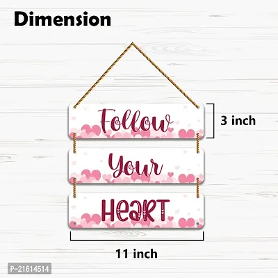 DeCorner Decorative Wooden Printed all Hanger | Wall Decor for Living Room | Wall Hangings for Home Decoration | Bedroom Wall Decor | Wooden Wall Hangings Home.(Follow Your Heart)-thumb2