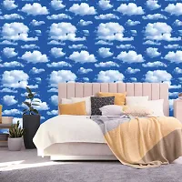 Self Adhesive Wallpapers (BlueSkyCloud) Wall Stickers Extra Large (300x40cm) for Bedroom | Livingroom | Kitchen | Hall Etc-thumb2